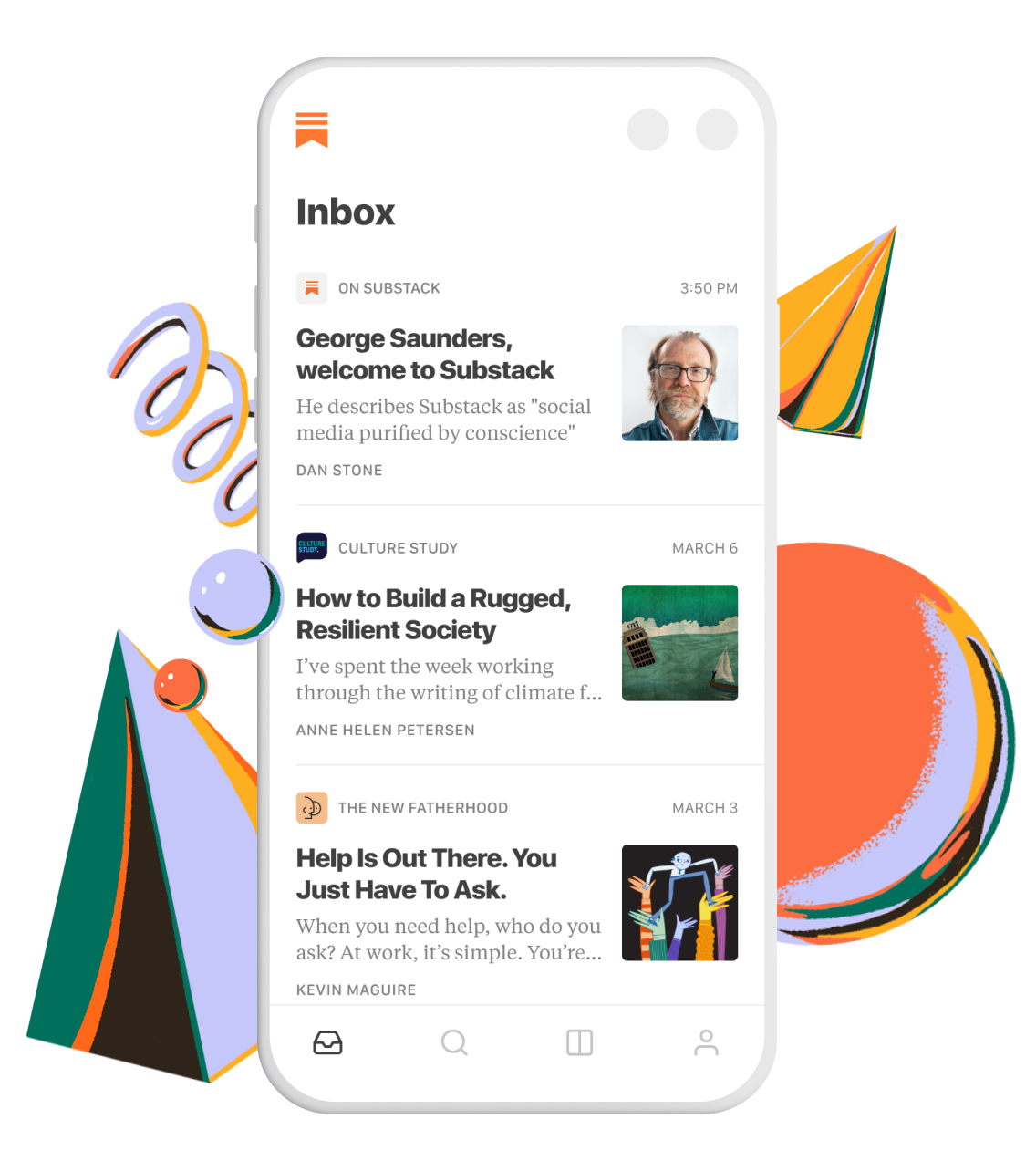 image of a smartphone screen with a Substack newsletter inbox